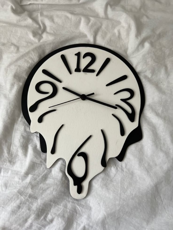 Melting Wall Clock - Black & White Drip Design